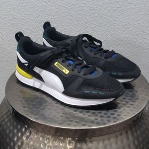 Puma Men's R78 Sneakers - Black White Lime